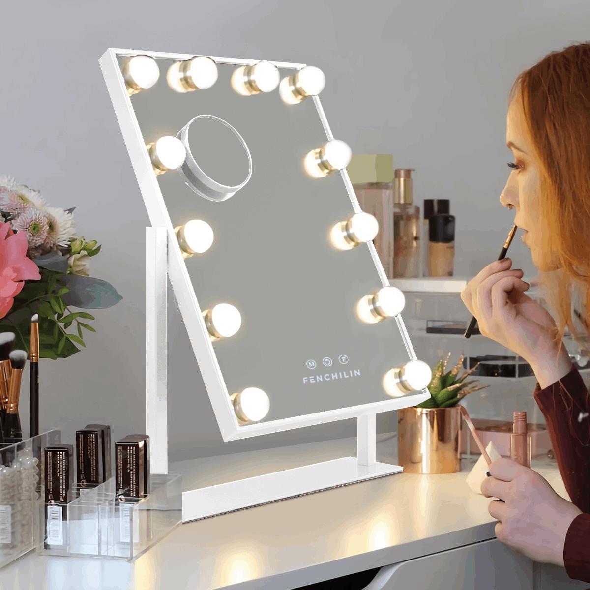 Espejo de tocador con luces espejo de maquillaje con aumento 1X10X