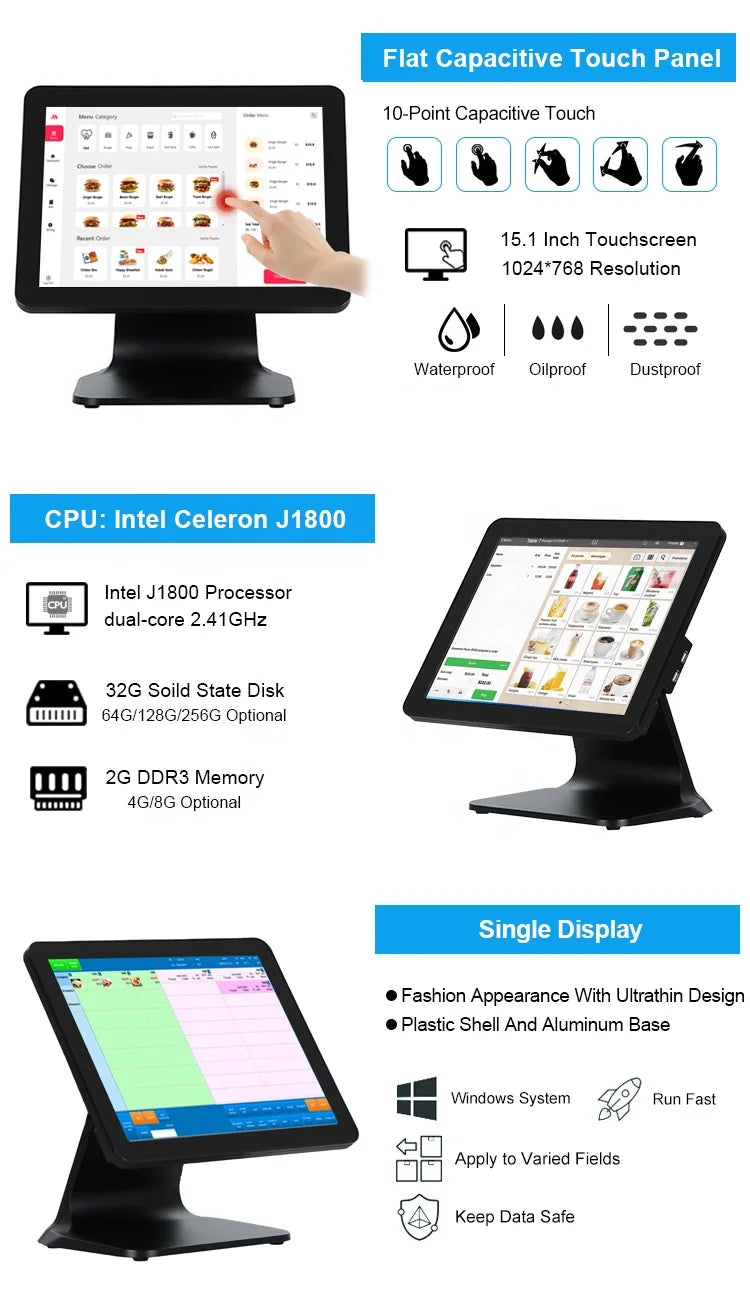 Sistema TPV con pantalla táctil para ventana