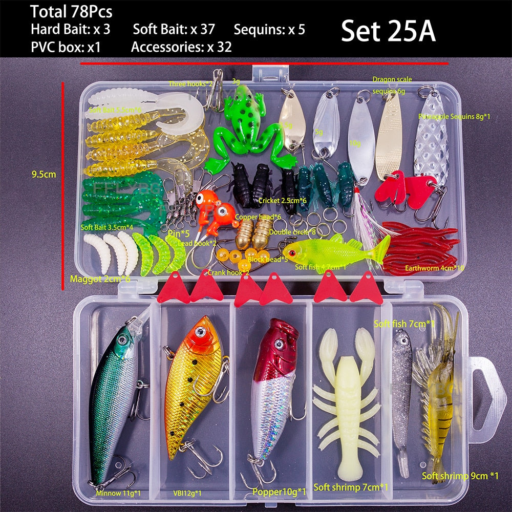 Kit cebos de pesca.